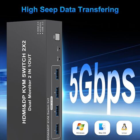 4K HDMI KVM Switch 1 شاشة 2 أجهزة الكمبيوتر 4K@60Hz ، مفاتيح USB KVM لشاشة مشاركة كمبيوتر 3 منافذ USB لفأرة لوحة المفاتيح ، وضع الدعم الموسع والمرآة مع وحدة تحكم سطح المكتب 2 in Saudi Arabia