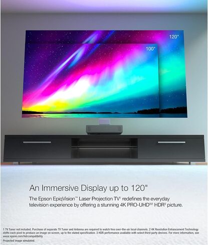 Epson EpiQvision Ultra LS500 Laser Ultra Throw Throw Projector ، 4000 Lumens ، 4K Pro-UHD ، HDR ، Android TV ، Google Assistant ، HDMI 2.0 ، مكبرات صوت مدمجة-أسود (متجدد) in Saudi Arabia