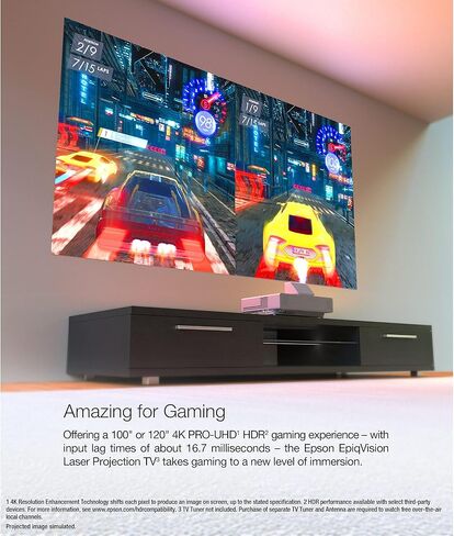 Epson EpiQvision Ultra LS500 Laser Ultra Throw Throw Projector ، 4000 Lumens ، 4K Pro-UHD ، HDR ، Android TV ، Google Assistant ، HDMI 2.0 ، مكبرات صوت مدمجة-أسود (متجدد) in Saudi Arabia
