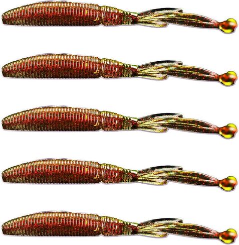 Southern Salt Hoodwink 4.75" Soft Plastic Fluke Lure – Weedless Design with Weighted Tail Ball – 5-Pack for Redfish, Trout, Flounder & Bass – Jig Head Ready in Saudi Arabia