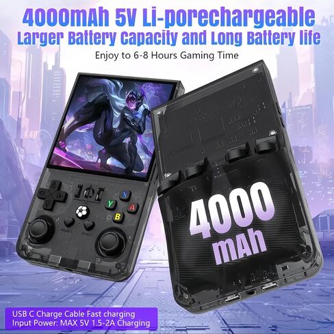 R36MAX Retro Handheld Game Console, 4.0 inch IPS Screen, More Than 20 Emulator and 18000+ Games, Portable Hand Held Open Source Linux System Video Game Console (128Gb Translucent Black) in Saudi Arabia
