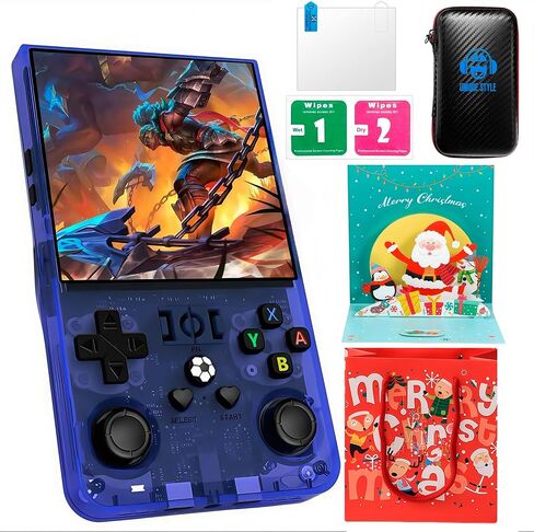 R36MAX Retro Handheld Game Console, 4.0 inch IPS Screen, More Than 20 Emulator and 18000+ Games, Portable Hand Held Open Source Linux System Video Game Console (128Gb Translucent Black) in Saudi Arabia