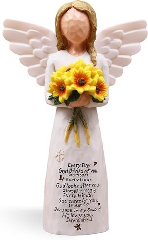 Christian Gifts for Women Birthday Unique, Religious Gifts for Women, Friends, Mom, Sister-Spiritual Inspirational Gift, Hand-Painted Sunflower Angel Figurine in Saudi Arabia