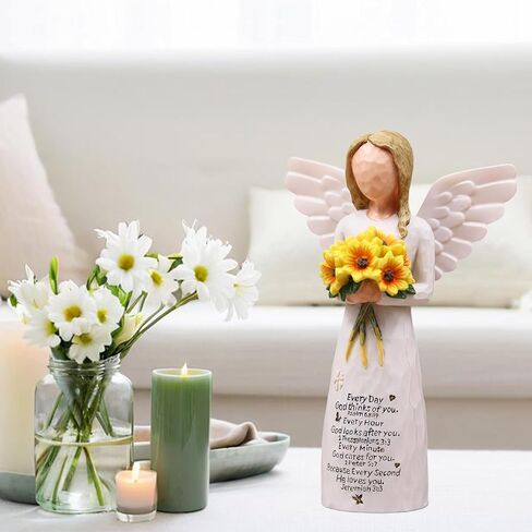 Christian Gifts for Women Birthday Unique, Religious Gifts for Women, Friends, Mom, Sister-Spiritual Inspirational Gift, Hand-Painted Sunflower Angel Figurine in Saudi Arabia