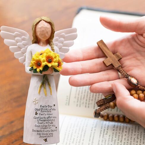 Christian Gifts for Women Birthday Unique, Religious Gifts for Women, Friends, Mom, Sister-Spiritual Inspirational Gift, Hand-Painted Sunflower Angel Figurine in Saudi Arabia