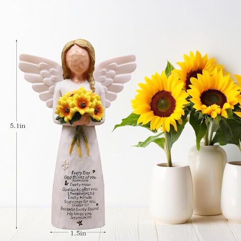 Christian Gifts for Women Birthday Unique, Religious Gifts for Women, Friends, Mom, Sister-Spiritual Inspirational Gift, Hand-Painted Sunflower Angel Figurine in Saudi Arabia