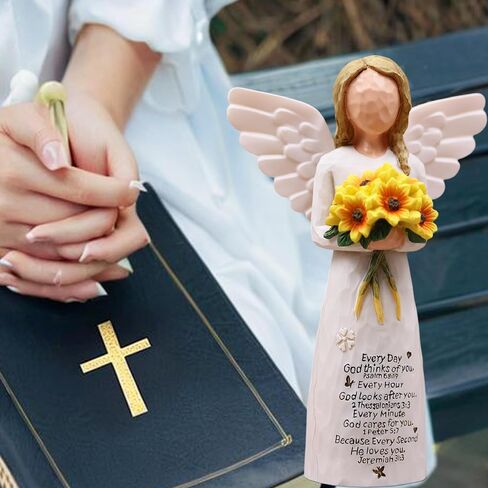 Christian Gifts for Women Birthday Unique, Religious Gifts for Women, Friends, Mom, Sister-Spiritual Inspirational Gift, Hand-Painted Sunflower Angel Figurine in Saudi Arabia