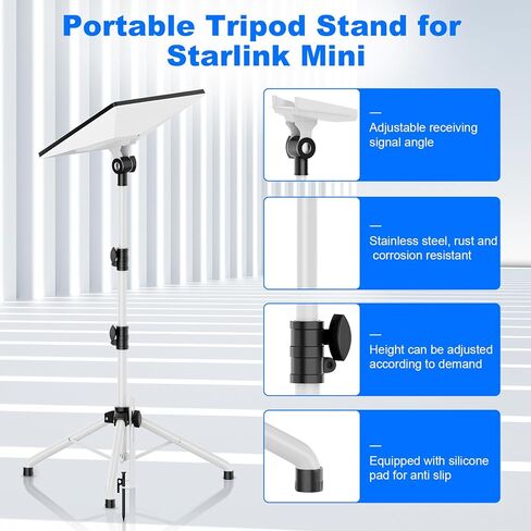 حامل ترايبود Starlink Mini مع محول ، 270 درجة زاوية إمالة قابلة للتعديل Starlink Mini Kit ، Hight Adlemable Mount ، تصميم الأظافر الأرضية ، للتخييم في الهواء الطلق ، السفر ، RV (BALCK) in Kuwait