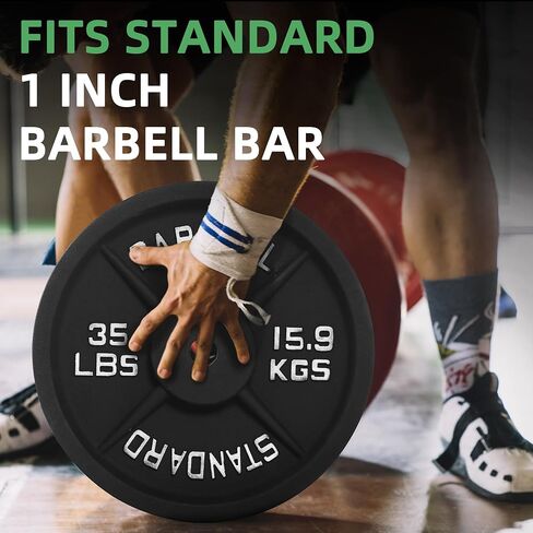 لوح وزن قياسي من حديد الزهر مقاس 2.54 سم من Fitvids لتدريب القوة ورفع الأثقال، صالة الألعاب الرياضية المنزلية، تتوفر أوزان متعددة in Saudi Arabia