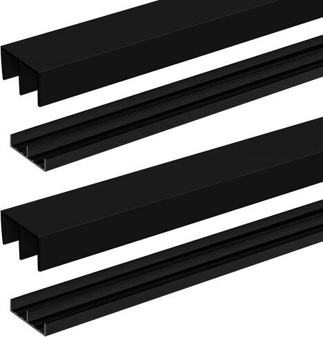 2 Sets 4 ft Long Plastic Sliding Cabinet Door Track Hardware Set for 1/2" Thick Panels Glass Window Cabinet Door Track for Sliding Closet Doors, Easy Quick Installation in Kuwait