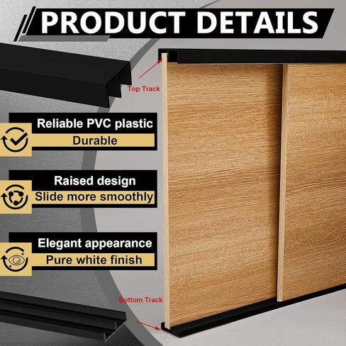2 Sets 4 ft Long Plastic Sliding Cabinet Door Track Hardware Set for 1/2" Thick Panels Glass Window Cabinet Door Track for Sliding Closet Doors, Easy Quick Installation in Kuwait