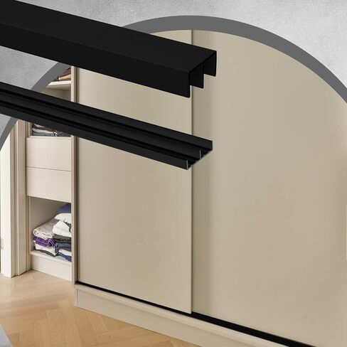 2 Sets 4 ft Long Plastic Sliding Cabinet Door Track Hardware Set for 1/2" Thick Panels Glass Window Cabinet Door Track for Sliding Closet Doors, Easy Quick Installation in Kuwait