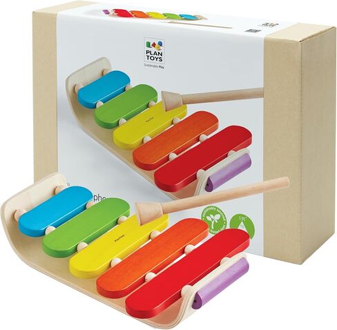 صندوق الإيقاع Plantoys - طبول طفل صغير مصنوع بشكل مستدام على أساس صندوق أسطوانة Cajon للإبداع والمهارات الحركية الدقيقة ، المصنوعة من الخشب الطبيعي والغراء والأصباغ in Kuwait