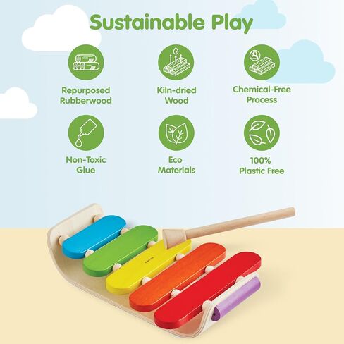 صندوق الإيقاع Plantoys - طبول طفل صغير مصنوع بشكل مستدام على أساس صندوق أسطوانة Cajon للإبداع والمهارات الحركية الدقيقة ، المصنوعة من الخشب الطبيعي والغراء والأصباغ in Kuwait