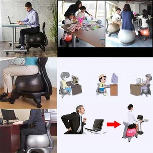 Ergonomic Stability Ball Desk Chair with Wheels & Back Support, 55cm Anti-Burst Exercise Ball for Adults, Students & Seniors, Supports 660 Lbs, Ideal for Home & Office Use in Saudi Arabia