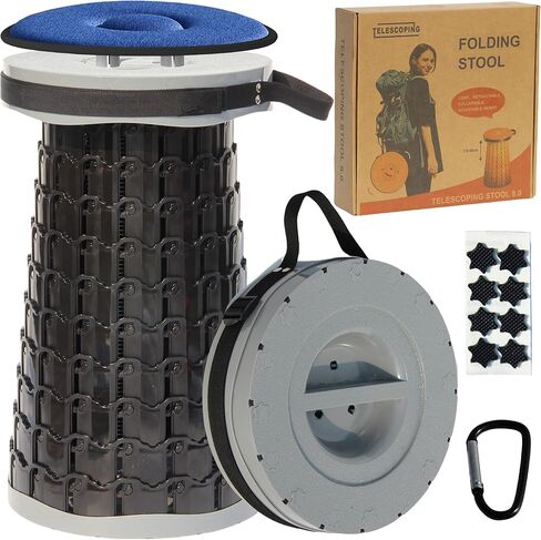 2025 Upgraded XXL Collapsible Stool with Cushion 20.4", 200Kg Max Weight, Wider & Taller Pop Up Seat, Heavy Duty Portable Retractable Folding Stool or Travel Foot Rest, Gift for Camping & Outdoors in Kuwait