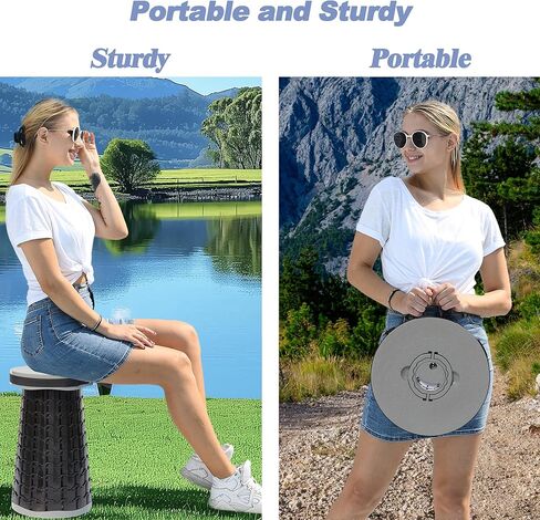 2025 Upgraded XXL Collapsible Stool with Cushion 20.4", 200Kg Max Weight, Wider & Taller Pop Up Seat, Heavy Duty Portable Retractable Folding Stool or Travel Foot Rest, Gift for Camping & Outdoors in Kuwait