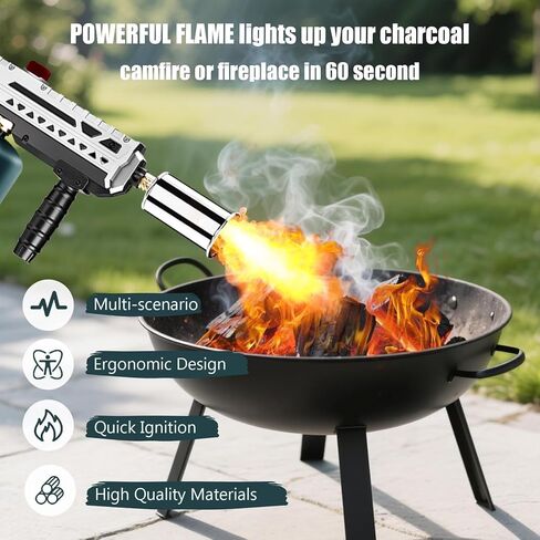 Propane Torch Gun – Powerful Grill & Cooking Torch max. 800,000 BTUs – Culinary Torch Sous Vide – Adjustable Flamethrower for BBQ, Campfire, Charcoal Wood Grills Lighter(Tank Not Included) in Kuwait