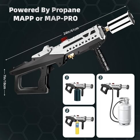 Propane Torch Gun – Powerful Grill & Cooking Torch max. 800,000 BTUs – Culinary Torch Sous Vide – Adjustable Flamethrower for BBQ, Campfire, Charcoal Wood Grills Lighter(Tank Not Included) in Kuwait
