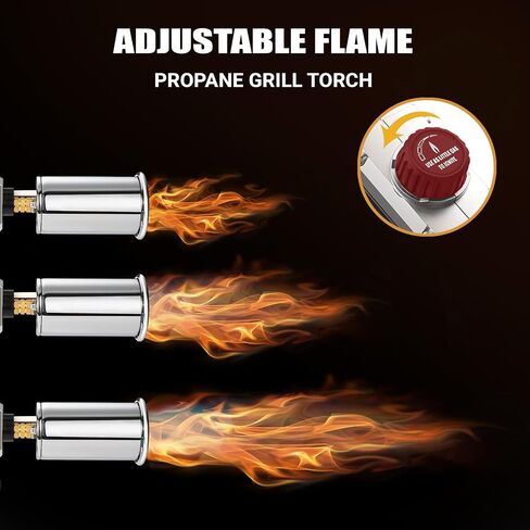 Propane Torch Gun – Powerful Grill & Cooking Torch max. 800,000 BTUs – Culinary Torch Sous Vide – Adjustable Flamethrower for BBQ, Campfire, Charcoal Wood Grills Lighter(Tank Not Included) in Kuwait