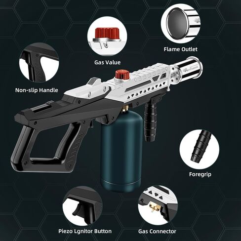 Propane Torch Gun – Powerful Grill & Cooking Torch max. 800,000 BTUs – Culinary Torch Sous Vide – Adjustable Flamethrower for BBQ, Campfire, Charcoal Wood Grills Lighter(Tank Not Included) in Kuwait