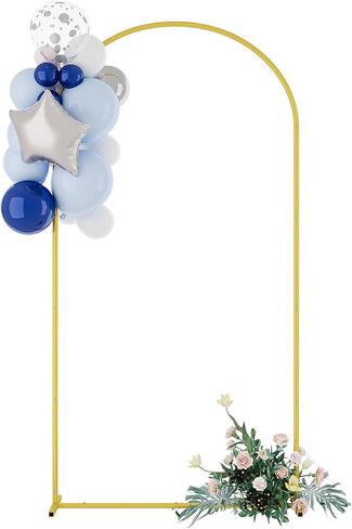 UDEAR 7.2FT & 6.0FT Metal Arch Stand Set with White Covers, Arc Design Fitted Backdrops for Weddings, Parties, Baby Showers, Includes 2 Arch Stands & Fabric Covers in Saudi Arabia