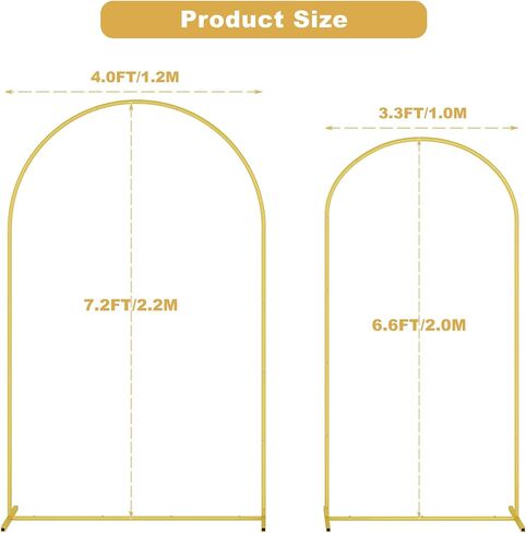 UDEAR 7.2FT & 6.0FT Metal Arch Stand Set with White Covers, Arc Design Fitted Backdrops for Weddings, Parties, Baby Showers, Includes 2 Arch Stands & Fabric Covers in Saudi Arabia