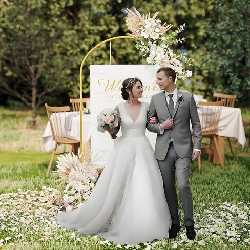 UDEAR 7.2FT & 6.0FT Metal Arch Stand Set with White Covers, Arc Design Fitted Backdrops for Weddings, Parties, Baby Showers, Includes 2 Arch Stands & Fabric Covers in Saudi Arabia