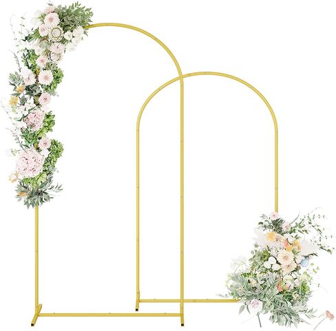 UDEAR 7.2FT & 6.0FT Metal Arch Stand Set with White Covers, Arc Design Fitted Backdrops for Weddings, Parties, Baby Showers, Includes 2 Arch Stands & Fabric Covers in Saudi Arabia