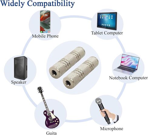 1/8 Inch TRS TS 3.5MM Female to Female Coupler Stereo Adapter for Headphones 2pcs in Saudi Arabia