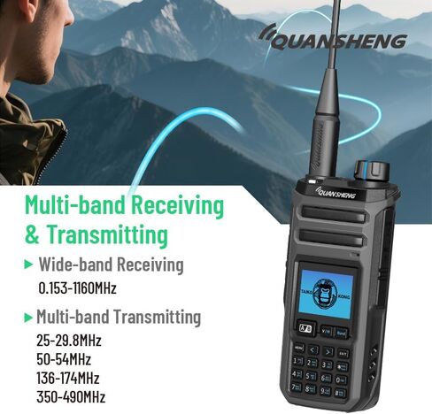 Quansheng TK11 (8) Multi-Band Walkie Talkie-10W ، تنبيهات الطقس NOAA ، 999 CH ، عداد التردد ، شحن النوع C و 3000 مللي أمبير في الهواء in Kuwait