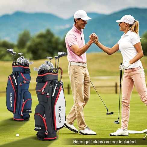 Goplus Golf Cart Bag with 14-Way Dividers, Lightweight Portable Golf Club Bag with 8 Zippered Pockets Including Cooler Bag, Rain Hood, Shoulder Strap, Carry Handle, Golf Bag for Men Women in Saudi Arabia