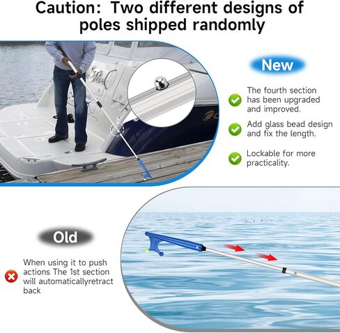 SAN LIKE Boat Hooks for Docking Extension Pole Hook Telescopic Boat Pole with Luminous Bead, Lightweight Floating, Non-Slip Rubber Handle, Durable & Rust-Resistant in Kuwait