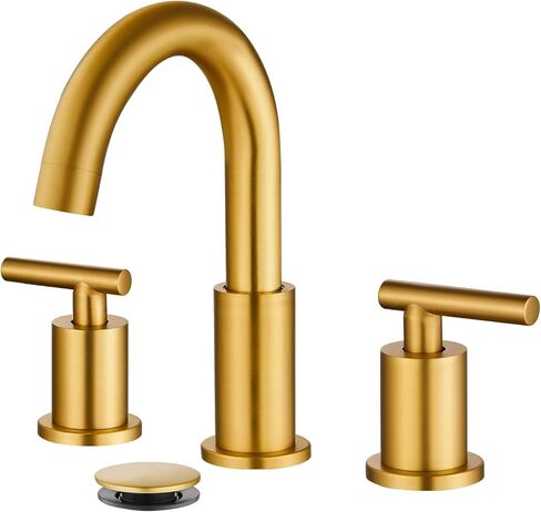 Gotonovo 3 Hole 2 مقابض الحوض الحمام الحمام الحمام صنبور مع صرف منبثقة مع صمامات الخلاط الساخنة والباردة 8 بوصة الحمام الحمام غير لامع أسود in Kuwait