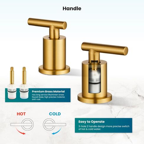 Gotonovo 3 Hole 2 مقابض الحوض الحمام الحمام الحمام صنبور مع صرف منبثقة مع صمامات الخلاط الساخنة والباردة 8 بوصة الحمام الحمام غير لامع أسود in Kuwait