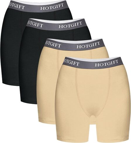 HOTGIFT Womens Boxer Shorts Cotton Boyshorts Underwear Anti Chafing Bike Shorts Leggings 4 Pack in Saudi Arabia