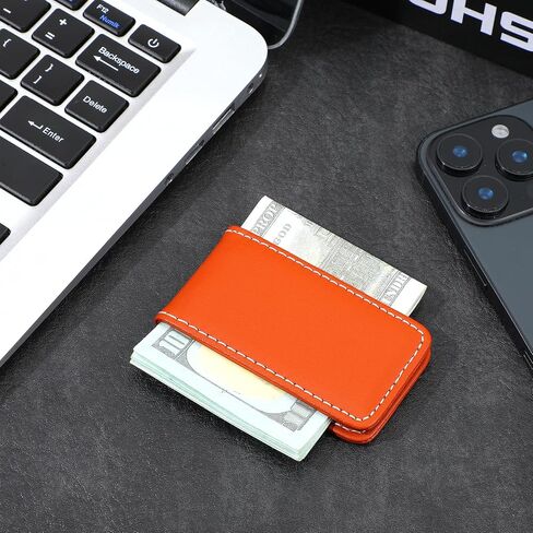 Black Magnetic Money Clip Minimalist Design Cash Wallet Slim Leather Business Money Holder for Card Men Wallet in Kuwait