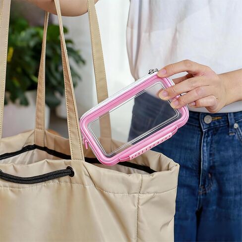 Bottom-Deepened 2.75''-3 Pack Clear Hard Shell Zipper Case L+M+S,Portable Zipper Bags Waterproof Cosmetics Bags,Organizer Pouch For Snacks,Toy,Diapers,Travel,White in Kuwait