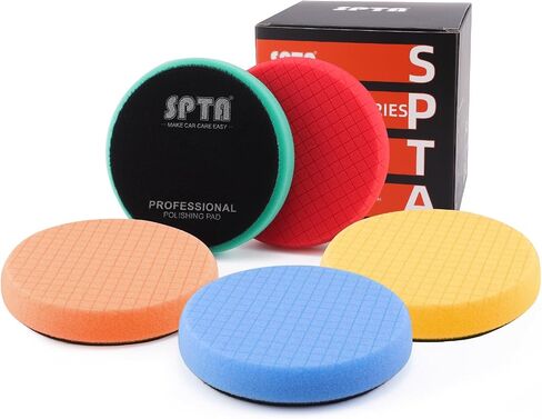 Buffing Polishing Pads, SPTA 5Pcs 3.5 Inch Face for 3 Inch 76mm Backing Plate Mix Cutting force Buffing Pads Cutting Polishing Pad Kit For Car Buffer Polisher Compounding,Polishing, Waxing -FPTFS3-MIX in Kuwait