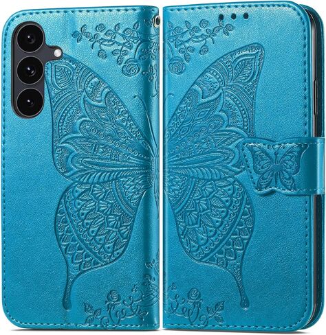 HAOTP for Samsung Galaxy S25 Ultra Phone Case Wallet ، Women Flip Folio Cover Cover Cover stervals string butterfly pu pu purse line strap kickstand for samsung galaxy s25 ultra purple in Kuwait