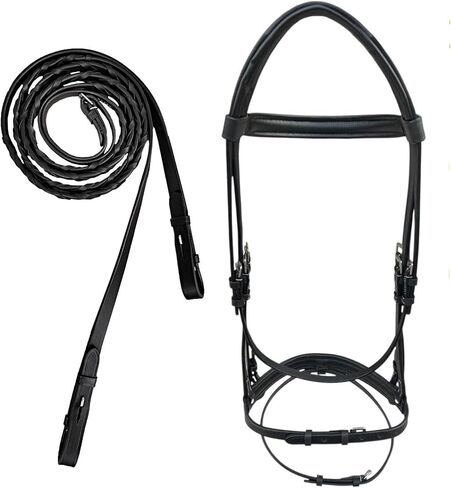 Majestic Ally Fancy Stitched Padded Bridle – Crown, Browband & Noseband – Removable Flash & Laced Reins Full in Saudi Arabia