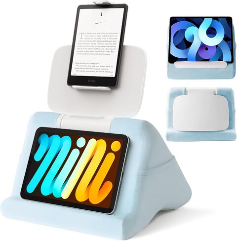 وسادة Saiji Tablet Kindle Stand-حامل iPad للقراءة في السرير في السرير ، مع مقطع متعدد الوظائف قابل للتعديل من 4-13 بوصة ، iPad ، Kindle ، الهاتف ، الأزرق in Saudi Arabia