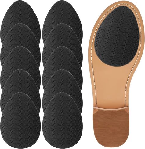 6 Pcs Black Non-Slip Shoe Pads, Thickened Non-Skid Rubber Protector on Bottom of Shoes for Heel, Noise Reduction Shoe Cushion Self-Adhesive Anti-Slip Sole Sticker for Women Men Leather Shoes in Saudi Arabia