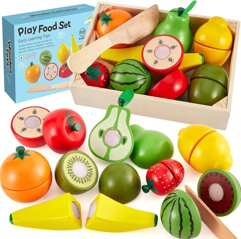 تلعب Herity Wooden Food للأطفال الصغار ، وقطعت ألعاب الخضروات التظاهر بملحقات المطبخ للعب الخشب ، والهدايا التعليمية لمدة 18 شهرًا للبنين in Kuwait
