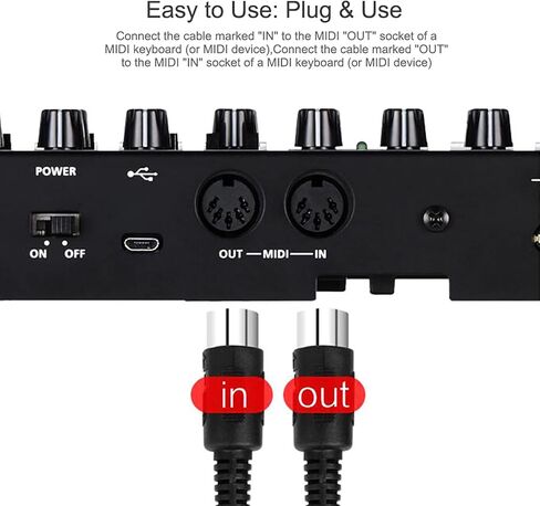 UM 19 MIDI Interface Cable Musical Instrument Connector Music Editing Cable Electronic Piano Piano Synthesizer Connection to Computer Recording and Arranging Exclusive Use in Saudi Arabia