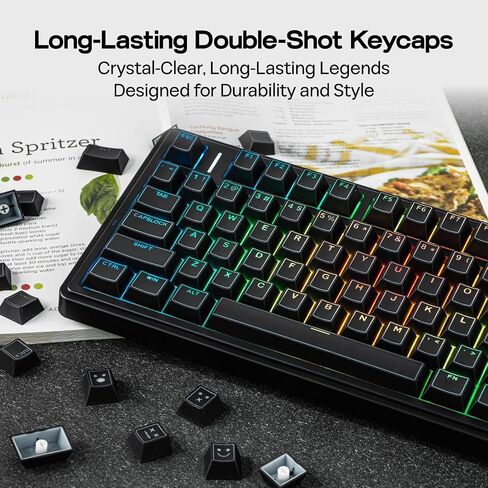 Epomaker Glintrix PBT تألق من خلال Keycaps ، Arris & Keys Lacklit ، Shot Double ، ملف تعريف الكرز ، 60/75/96/الحجم الكامل ، مفاتيح لوحة المفاتيح المخصصة للوحة مفاتيح الألعاب الميكانيكية (أبيض) in Kuwait