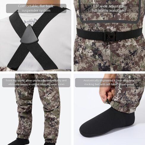 Bassdash Men's Lightweight Breatable Wader Black Camo StockingFoot for Fly Fishing Hunting FW11 in Saudi Arabia