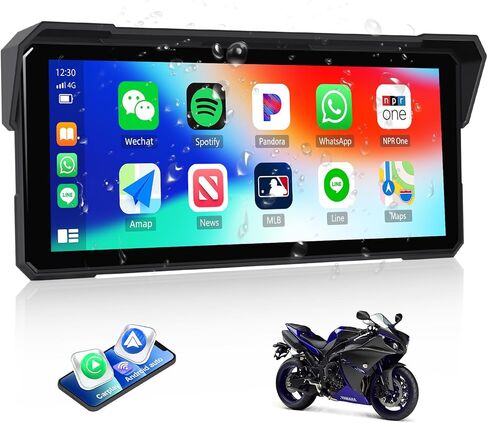 Sixwin Wireless Motorcycle Carplay Android Auto 6 بوصة لعب Moto دعم ضغط الإطارات مراقبة Bluetooth IP68 مقاومة للماء للدراجات النارية GPS ، Siri ، Google Assistant in Kuwait