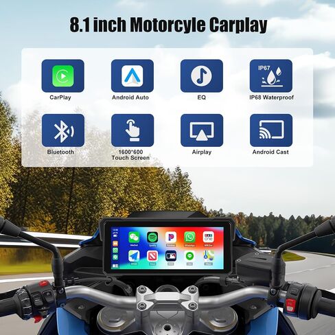 Sixwin Wireless Motorcycle Carplay Android Auto 6 بوصة لعب Moto دعم ضغط الإطارات مراقبة Bluetooth IP68 مقاومة للماء للدراجات النارية GPS ، Siri ، Google Assistant in Kuwait