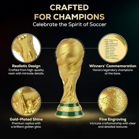 WC Trophy Replica, Premium Resin Trophy, Soccer Trophy for Kids, Birthday Gift Ideas for Soccer Fans, Memorable Collectible, Home & Desk Decorations in Saudi Arabia